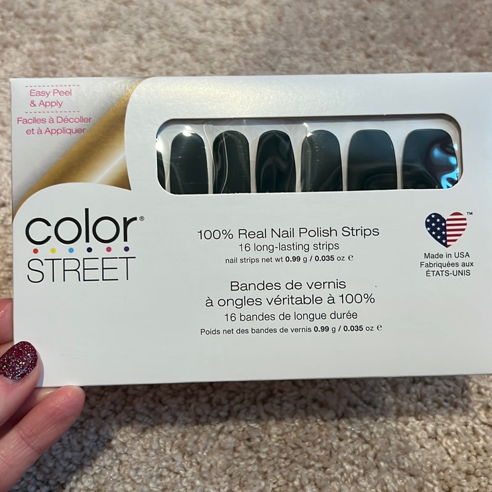 Brand new, sealed Color Street nail polish strips in Wood You Rather (drk green)